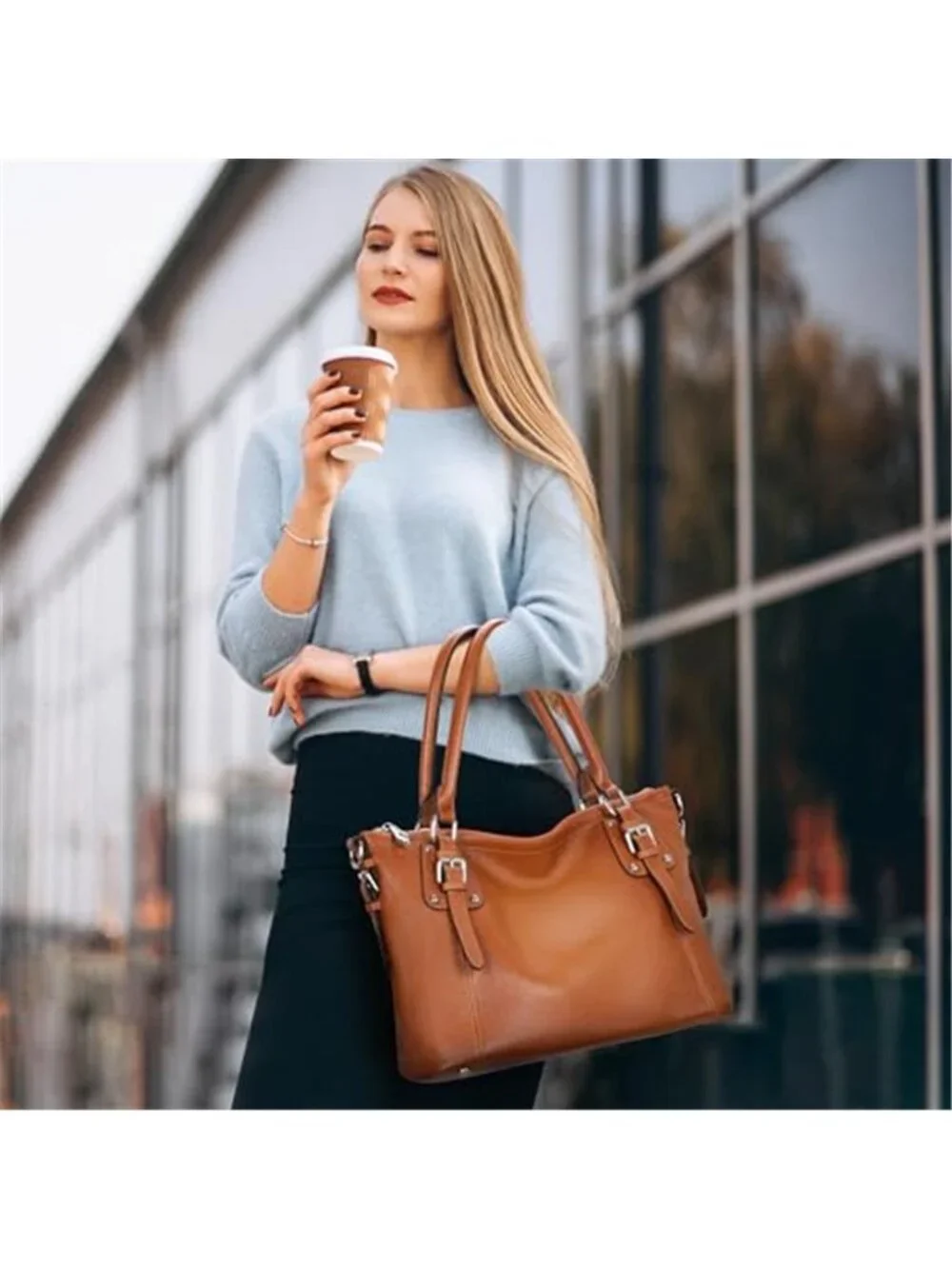 Womens Genuine Leather Tote Bag Cowhide Shoulder Purse Satchel Crossbody Handbag